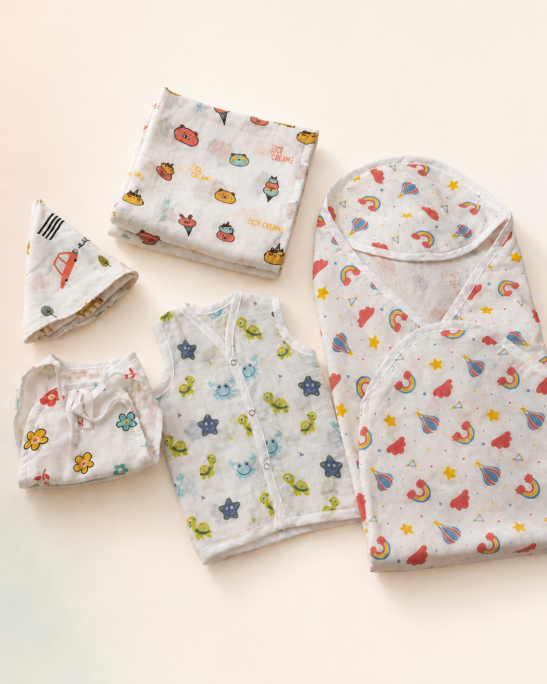 Maison Joey muslin baby gift set, alternate studio angle