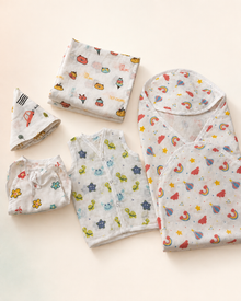 Maison Joey muslin baby gift set, alternate studio angle