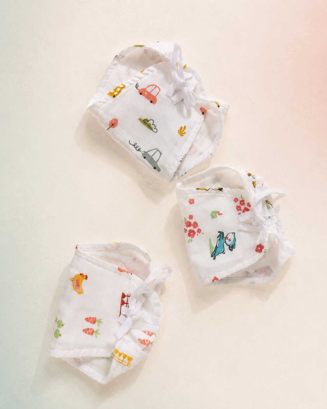 Maison Joey muslin nappies pack of three, alternate studio angle
