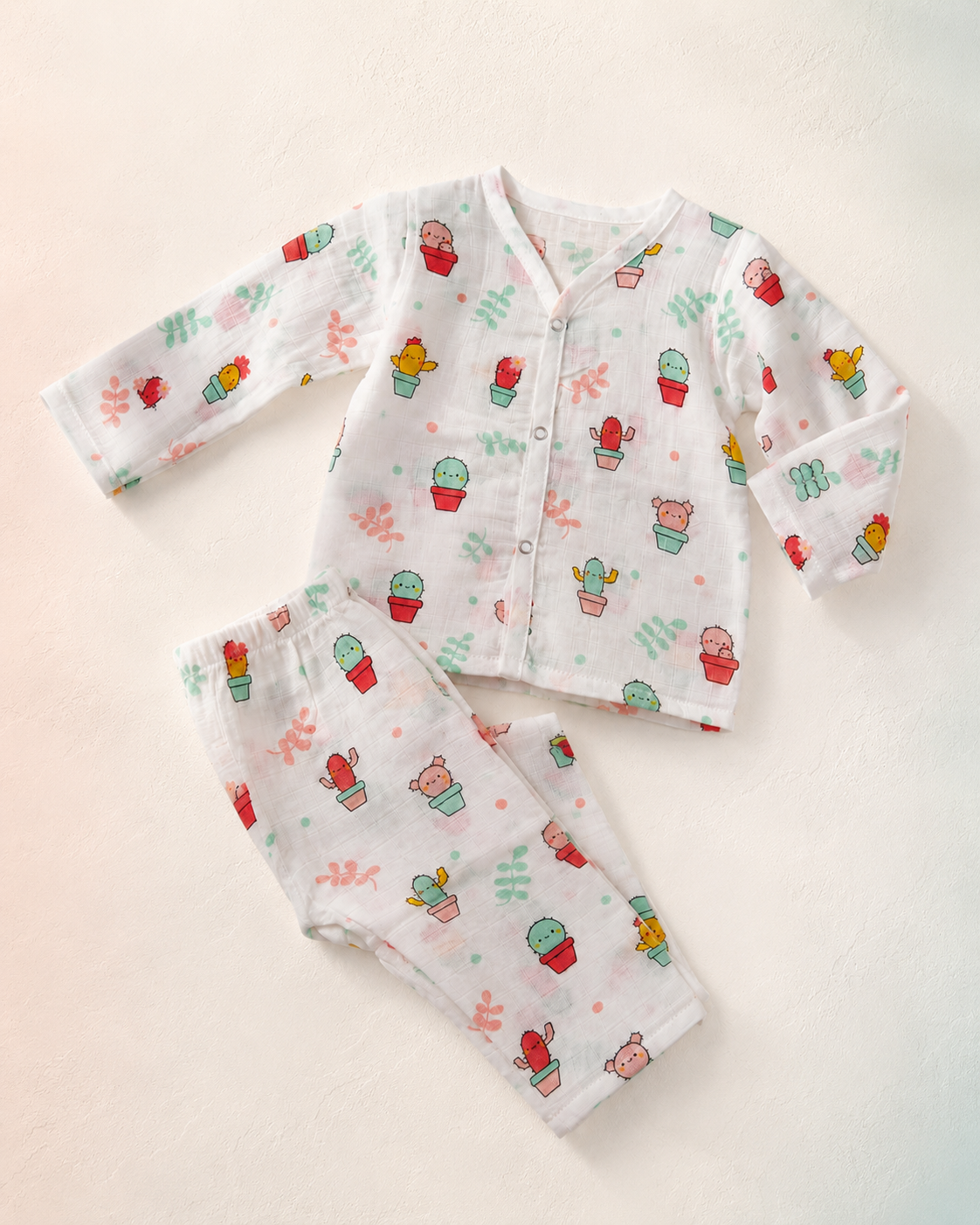 Maison Joey cactus-print muslin night suit, alternate studio angle